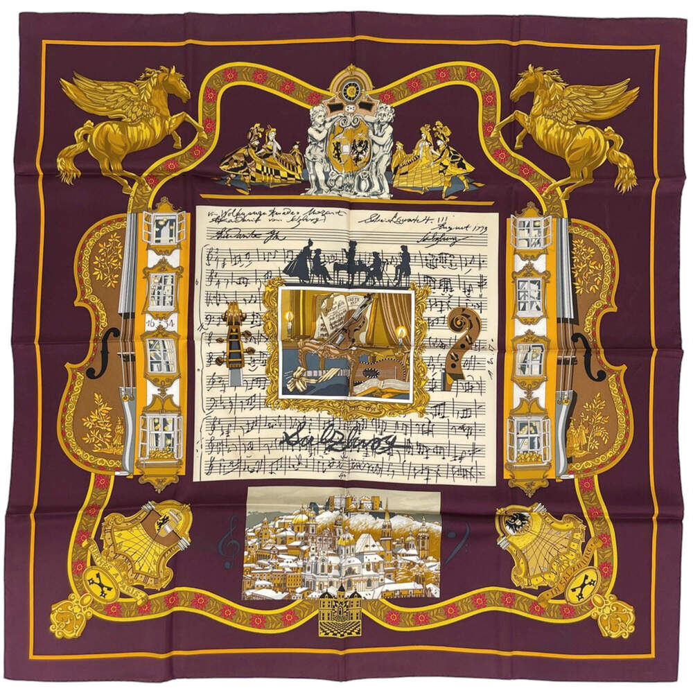 HERMES Red Silk Scarf - Picture 1 of 4